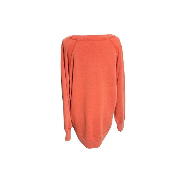 Aerie Slouchy Off Shoulder Oversized Sweatshirt S Coral Cozy Orange Crew - Picture 4 of 5